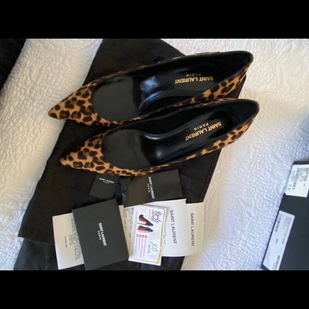‼️SOLD‼️NEW Saint Laurent Heels Kitten Heel Leopar - Picture 8 of 12